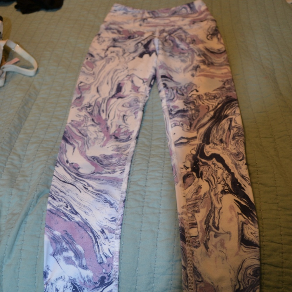 white & purple hue yoga workout pants